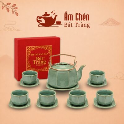Bộ Ấm Chén Trà Hỏa Biến Xanh Ngọc Dáng Bát Giác HB-12