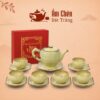 Bộ Ấm Chén Trà Bát Tràng Men Hỏa Biến Gấm Vàng Kem HB-05