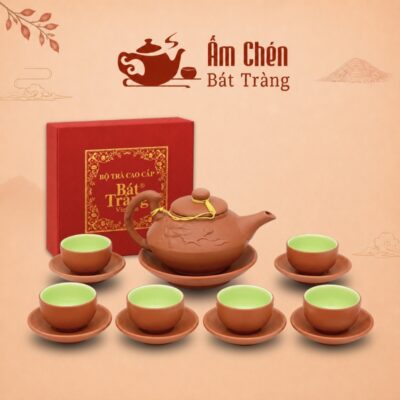 Bộ Ấm Trà Tử Sa Họa Tiết Nhành Cây Khắc Nổi TS-03