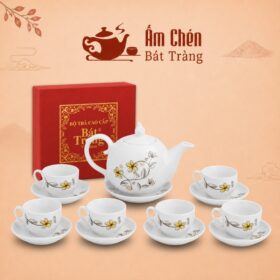 Bộ Trà Vẽ Tay Hoa Đồng Vàng Dáng Bưởi Lửa 650ml VT-06