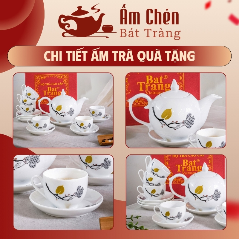 Cận cảnh họa tiết tinh tế trên bộ trà