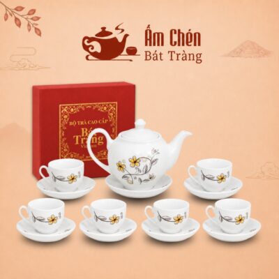Bộ Ấm Tách Trà Vẽ Tay Hoa Bồ Công Anh Dáng Camellia VT-18
