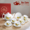 Bộ Ấm Tách Trà Vẽ Tay Hoa Mai Vàng Dáng Bưởi Cành VT-16