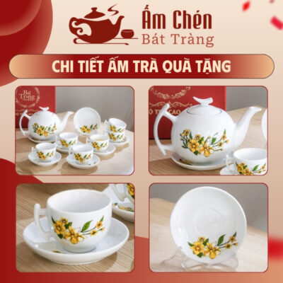Hình ảnh thực tế họa tiết trên bộ ấm tách trà VT-16
