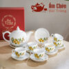 Bộ Ấm Tách Trà Vẽ Tay Hoa Mai Vàng Dáng Bưởi Lửa VT-15