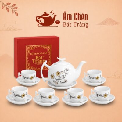 Bộ Trà Sứ Vẽ Tay Hoa Bồ Công Anh Dáng Bưởi Cành VT-19