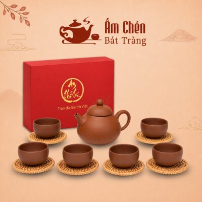 Bộ Ấm Chén An Thổ Túc Dáng Quả Bí Chén Gốm Mộc ATT-05